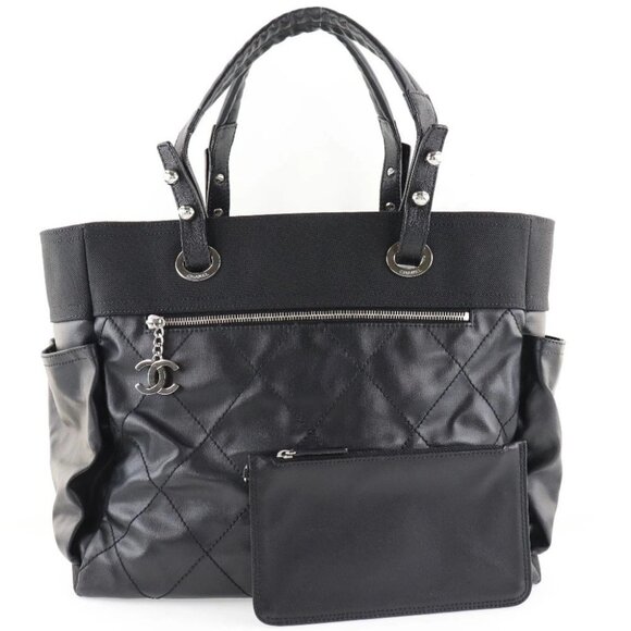 CHANEL Paris Biarritz GM Tote Bag A34210 black PVC Women - Picture 1 of 9